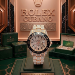Rolex Cubano Bisel Negro  Esfera Cristal  Caja Oro Rosa