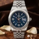 Rolex Dama Esfera Azul Degradada Texturizada Caja y Brazalete en Acero