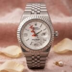 Rolex Dama Esfera Plateada Texturizada Caja y Brazalete en Acero