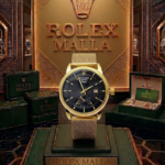Rolex Malla Oro  Fondo Negro Rayado