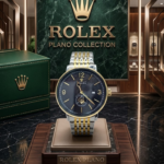 Rolex Plano Bisel Correa Mixto  Fondo Negro