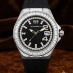 TechnoMarine Esfera Negra Bisel Circonias Caja Acero Pulso Negro