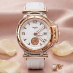 Tissot T-Race Dama Oro Rosa/Acero Esfera Blanca / Correa Silicona Blanca